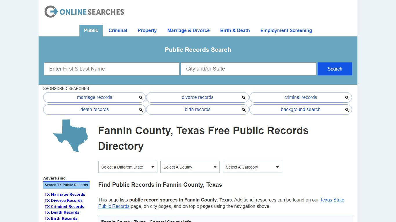 Fannin County, Texas Public Records Directory